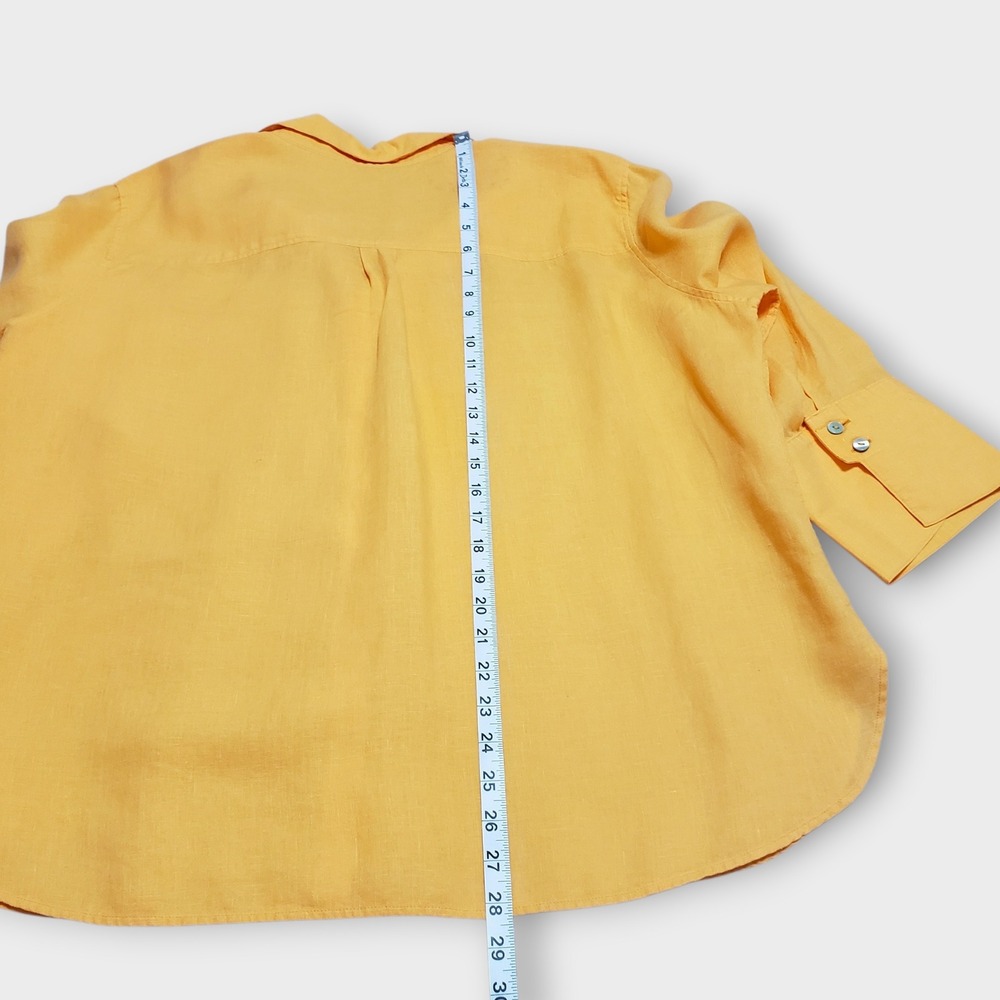 Chico's 100% Linen Button Down Shirt Orange Size 4 US 20 Long Sleeve Top - Picture 10 of 11